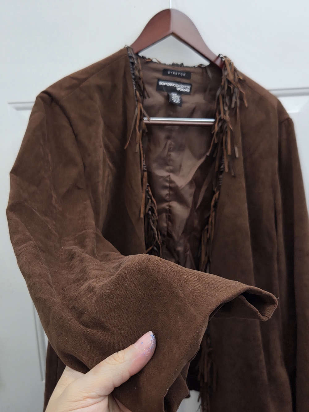 Norton McNaughton Woman Brown Fringe Suede Jacket - Picture 6 of 8